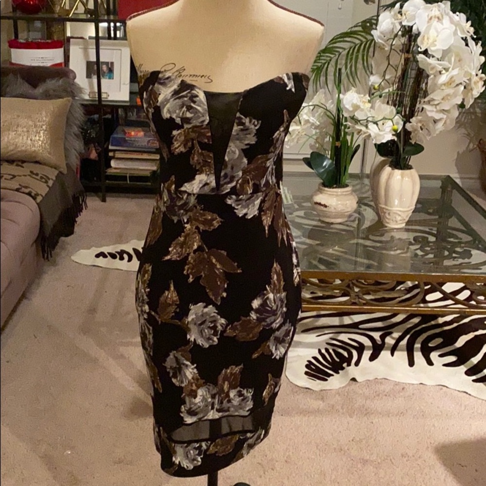 Strapless navy floral #205